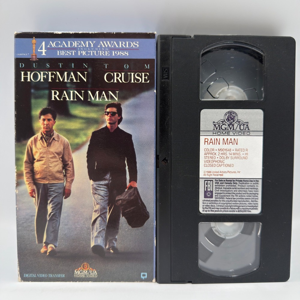 Rain Man VHS 1988 Dustin Hoffman Tom Cruise MGM Home Video Best Picture M901648